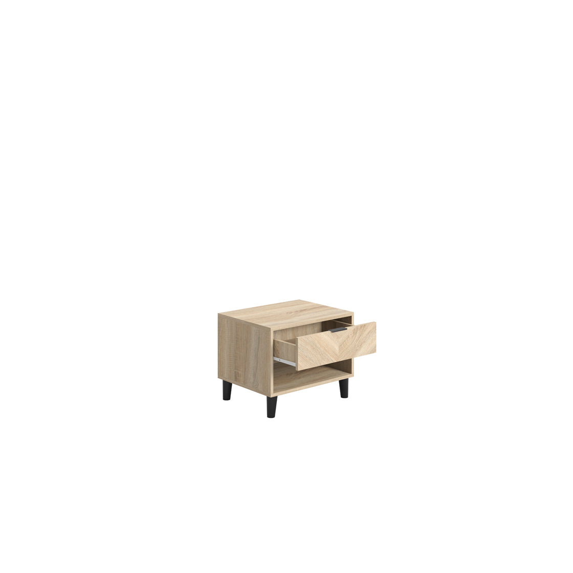 Stockholm Chevron Light Wood Bedside Table | 1 Drawer